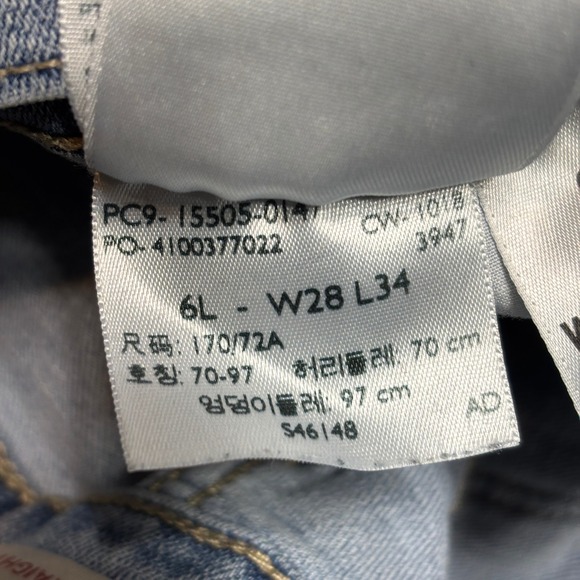 Levis 505 Straight Leg Long Tall Denim Jeans Womens Size 6 28Wx34L - Picture 5 of 9